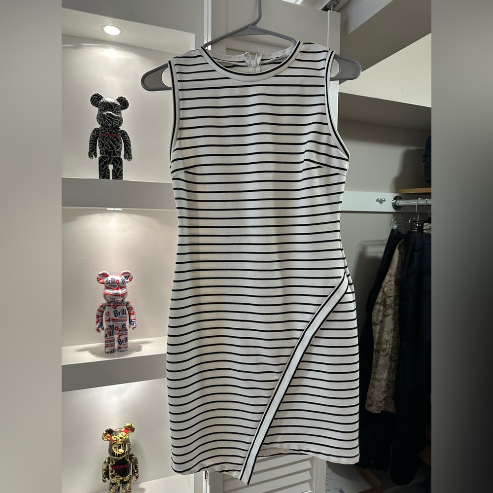 Olivia Grey striped bodycon dress
